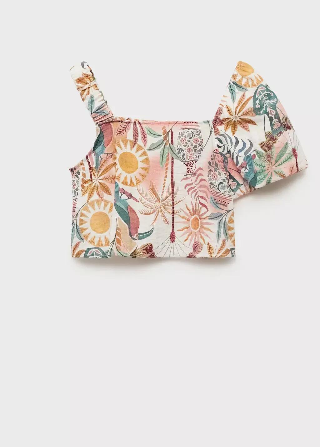 Pink Asymmetrical Printed Blouse, , large image number 0
