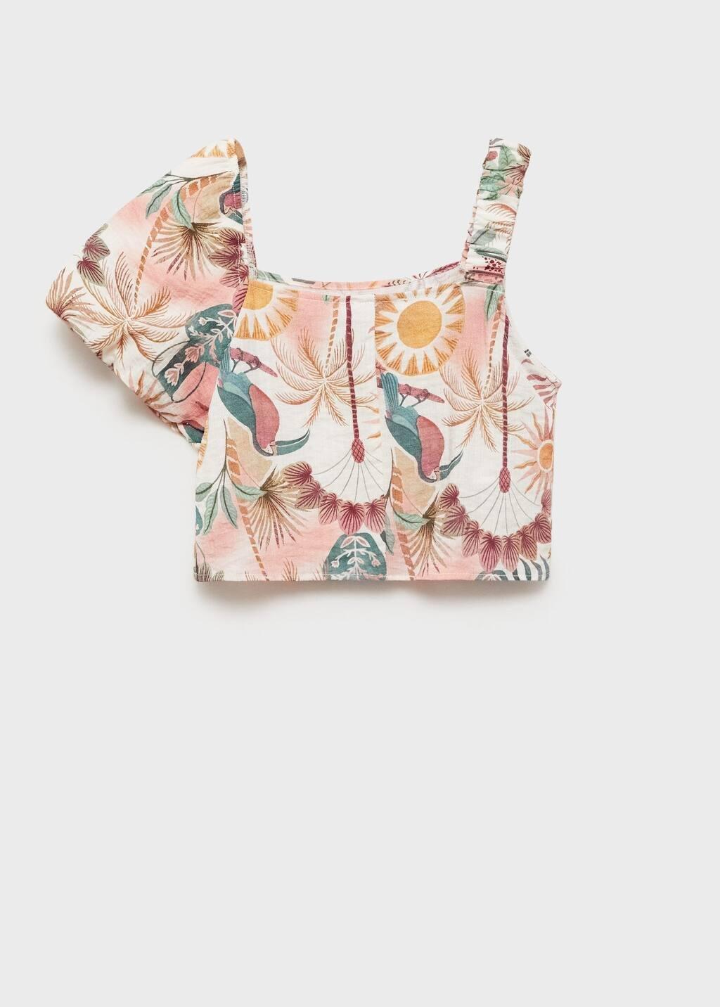 Pink Asymmetrical Printed Blouse, , large image number 1