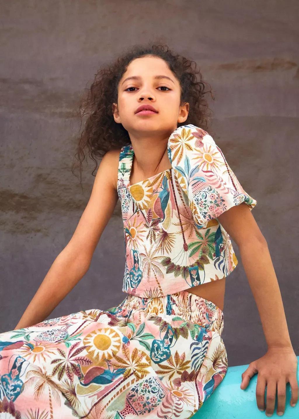 Pink Asymmetrical Printed Blouse, , large image number 5