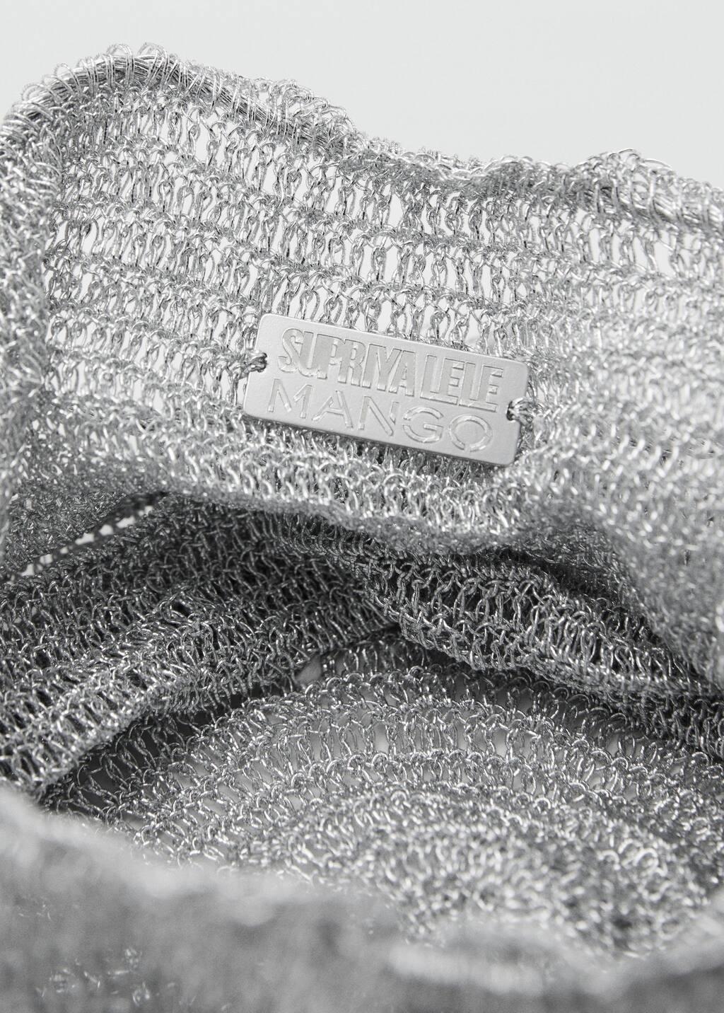 SILVER Lurex bucket bag with tassel, Silver, large image number 2