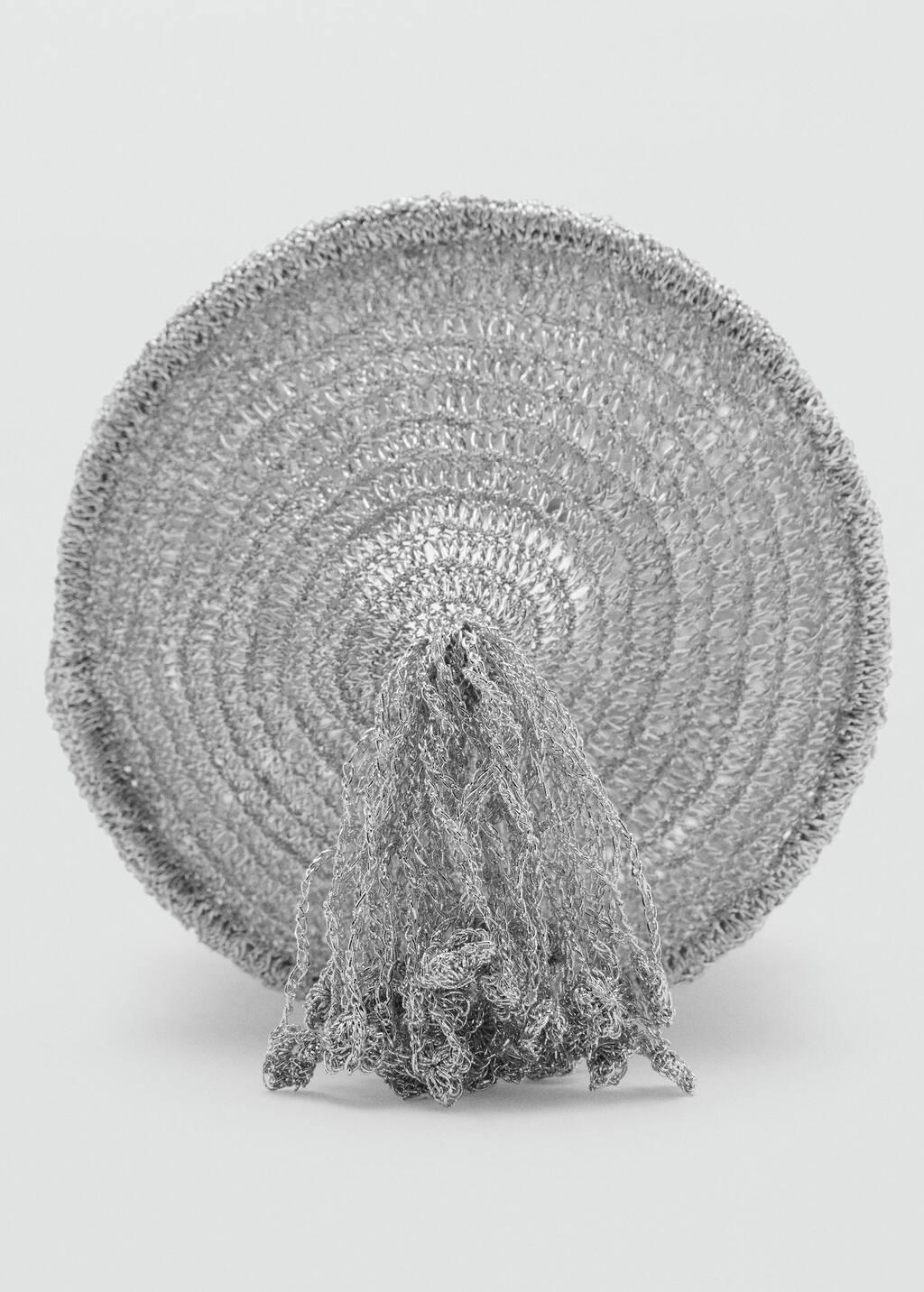 SILVER Lurex bucket bag with tassel, Silver, large image number 4