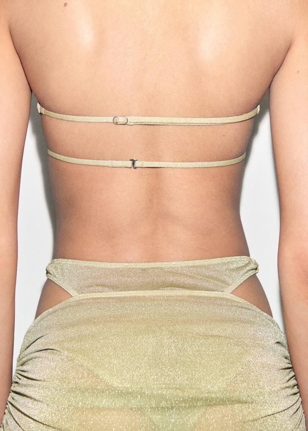 GOLD Lurex bikini top with adjustable back, , large image number 6