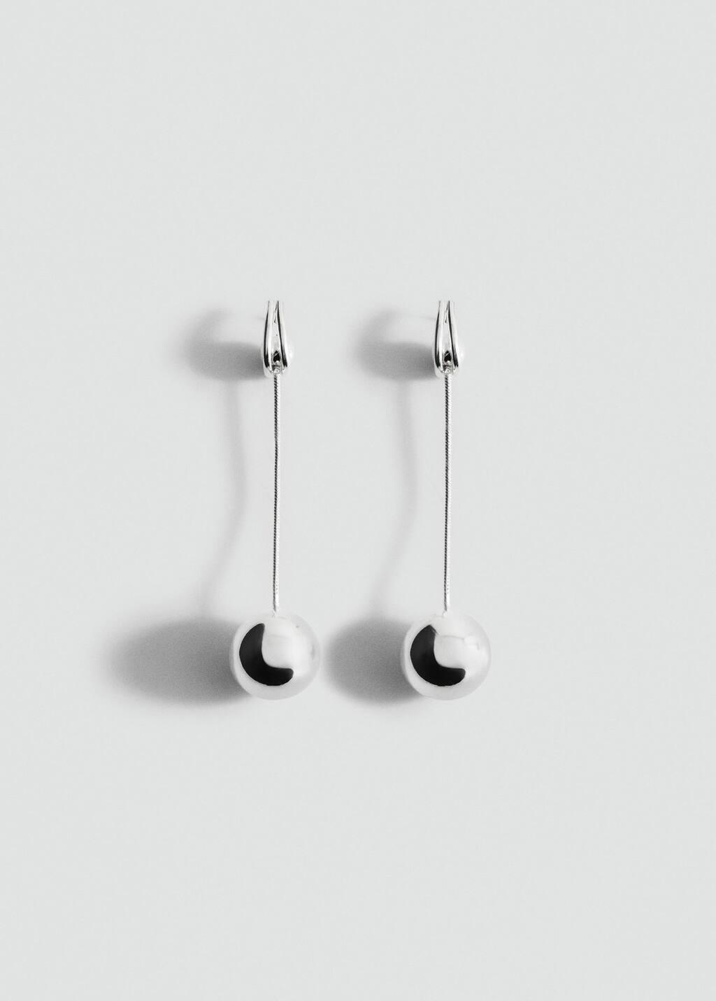 Silver Thread Sphere Earrings, Silver, large image number 2