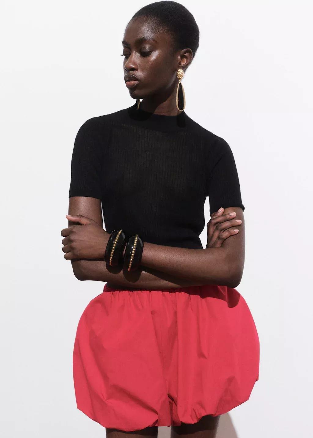 BLACK Knitted cropped sweater, 0201_99, medium