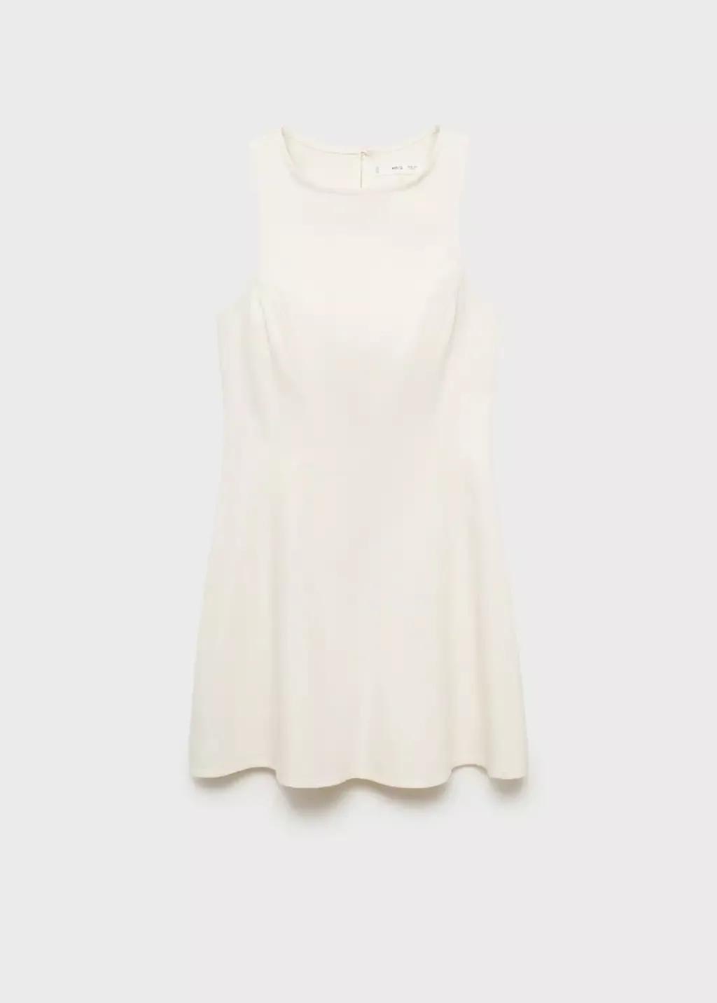 Cream Short Denim Dress, , large image number 3