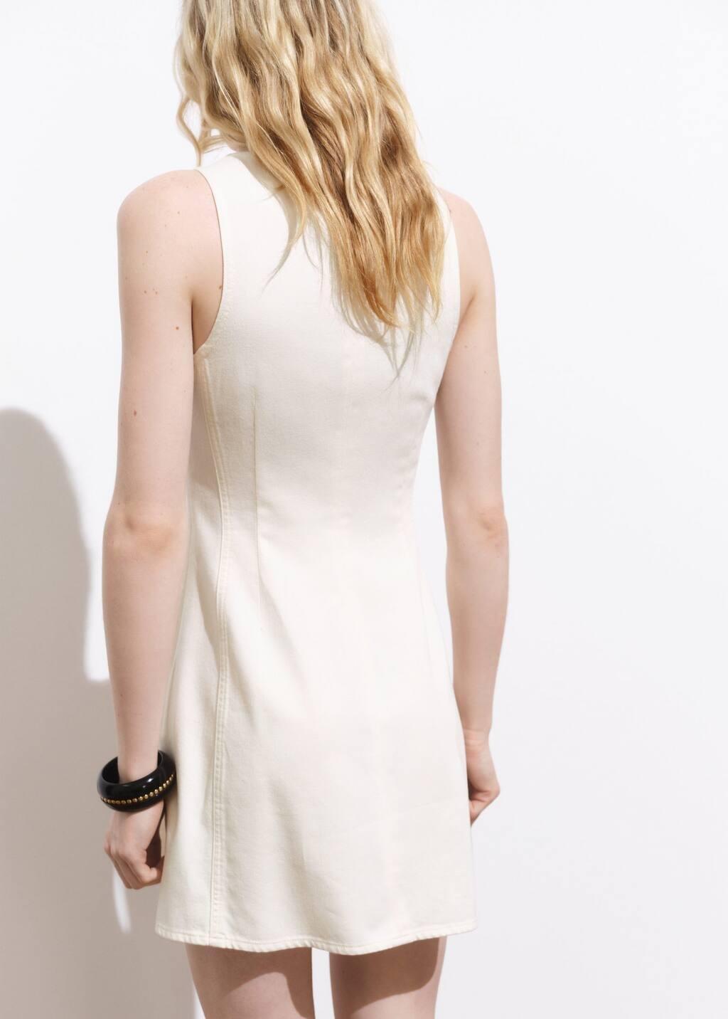 Cream Short Denim Dress, , large image number 5