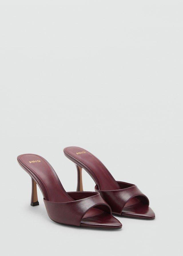 Burgundy Pointed Heel Sandals, , large image number 0