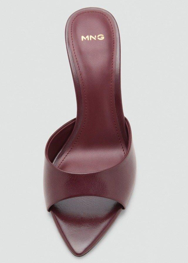 Burgundy Pointed Heel Sandals, Dark Red, large image number 4