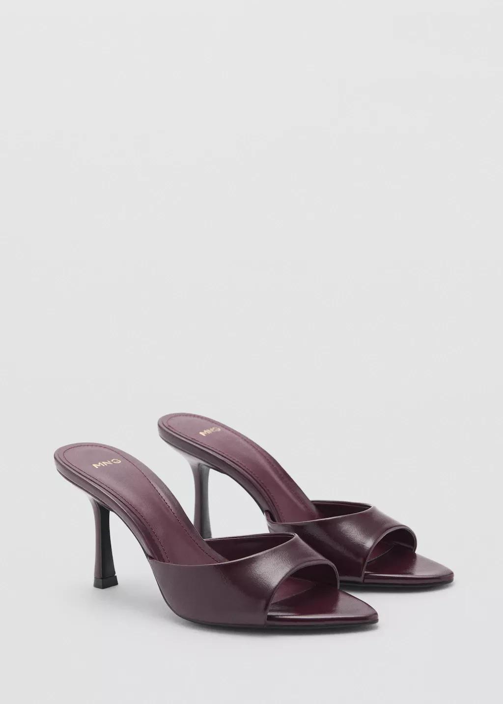 Burgundy Pointed Heel Sandals, , large image number 5
