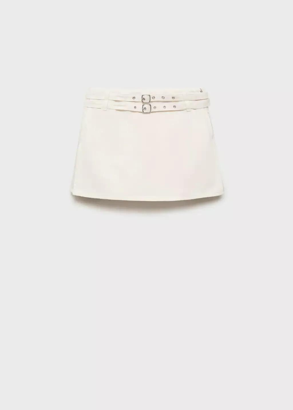 WHITE Denim culottes with double belt, White, large image number 3