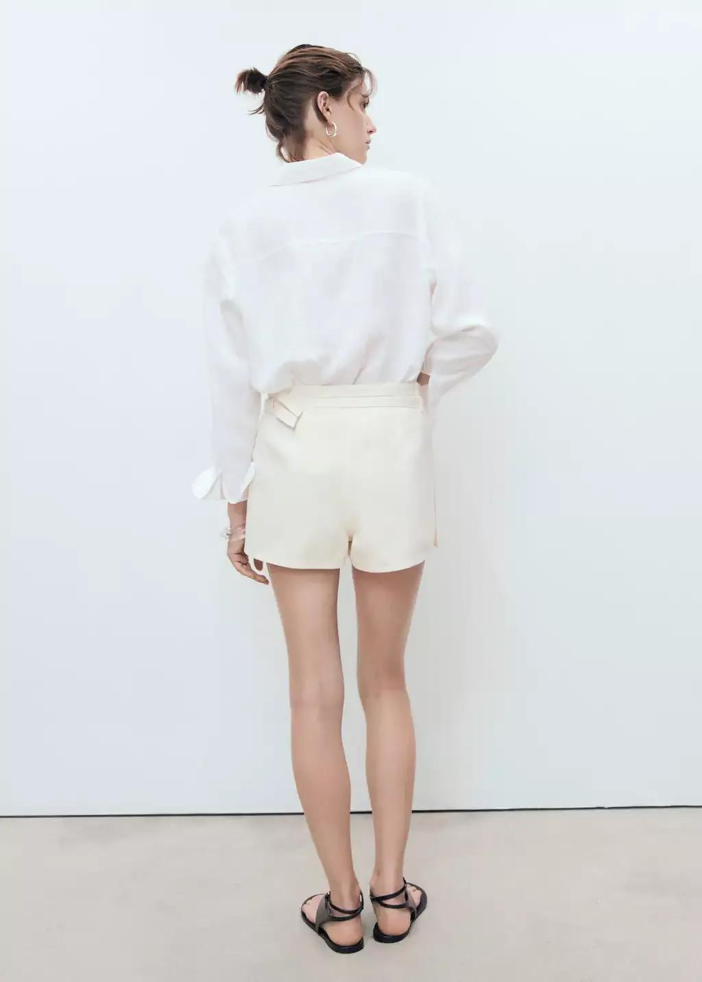 WHITE Denim culottes with double belt, White, large image number 6
