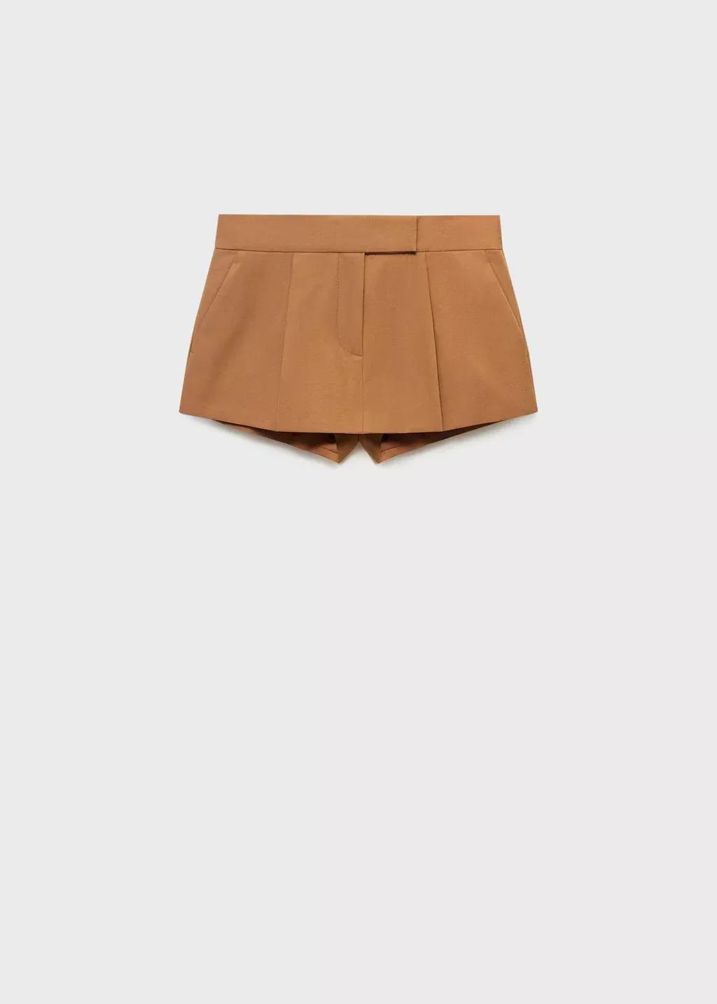 MEDIUM BROWN Mini-skirt with pleats, , large image number 3