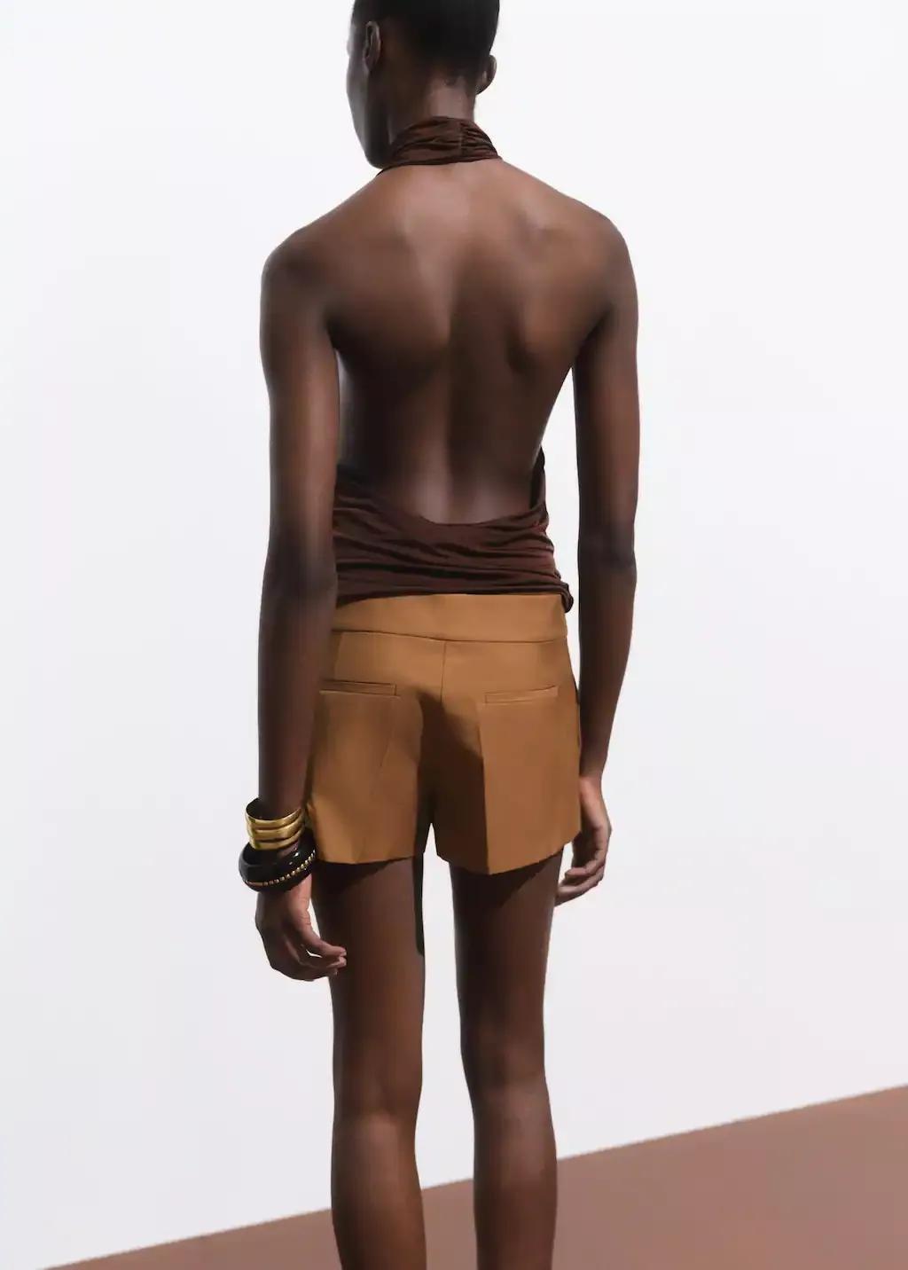 MEDIUM BROWN Mini-skirt with pleats, , large image number 4