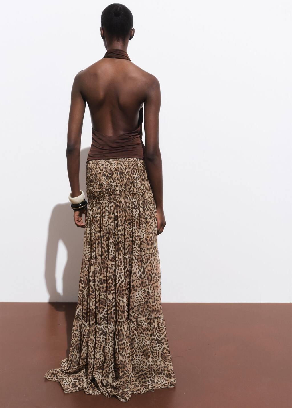 Brown Draped Top With Metallic Detail, , large image number 5