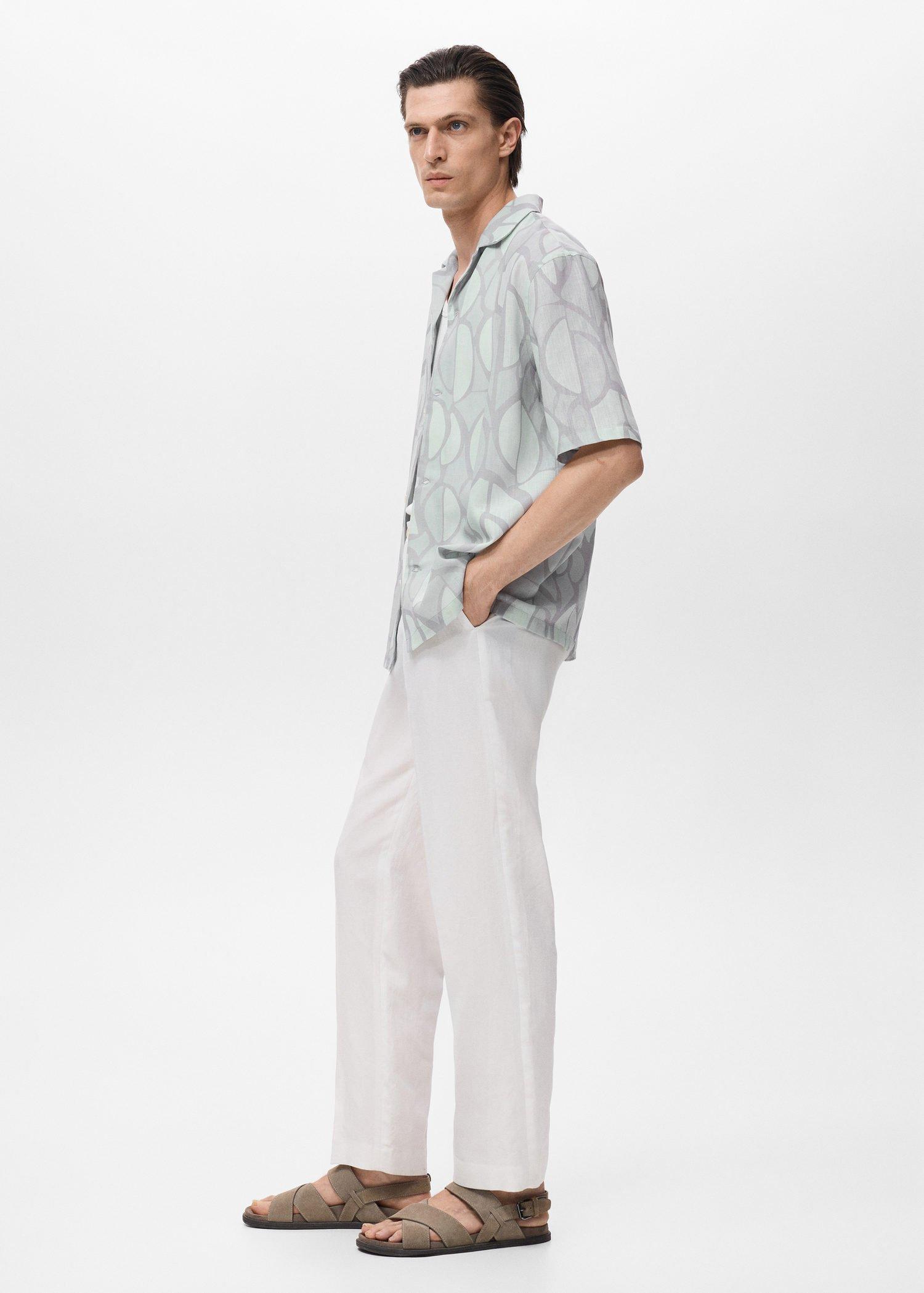 Blue Printed Short-Sleeved Shirt, Light-Pastel Blue, large image number 2