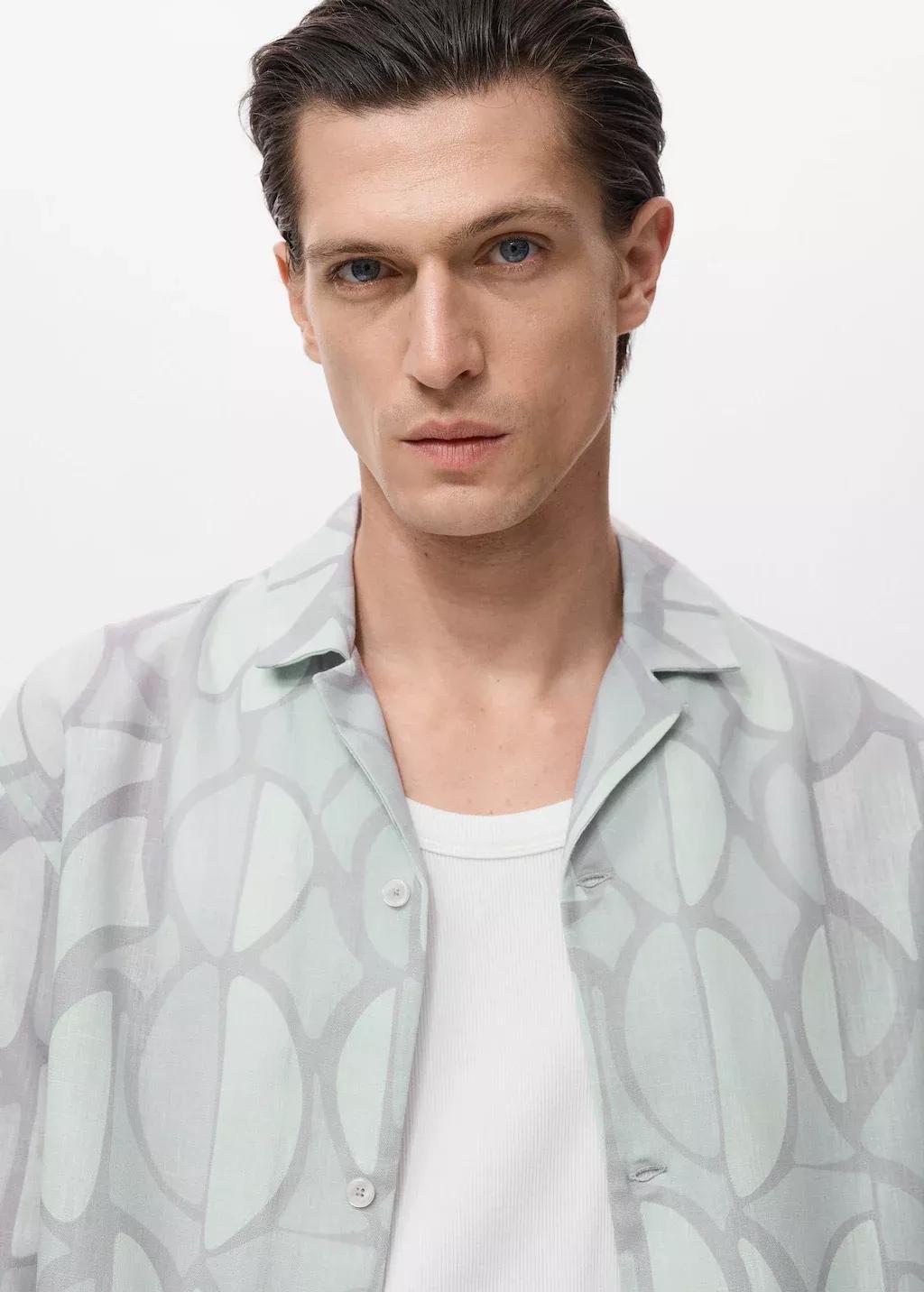 Blue Printed Short-Sleeved Shirt, Light-Pastel Blue, large image number 3