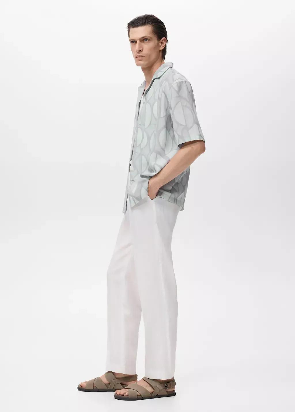 Blue Printed Short-Sleeved Shirt, Light-Pastel Blue, large image number 5