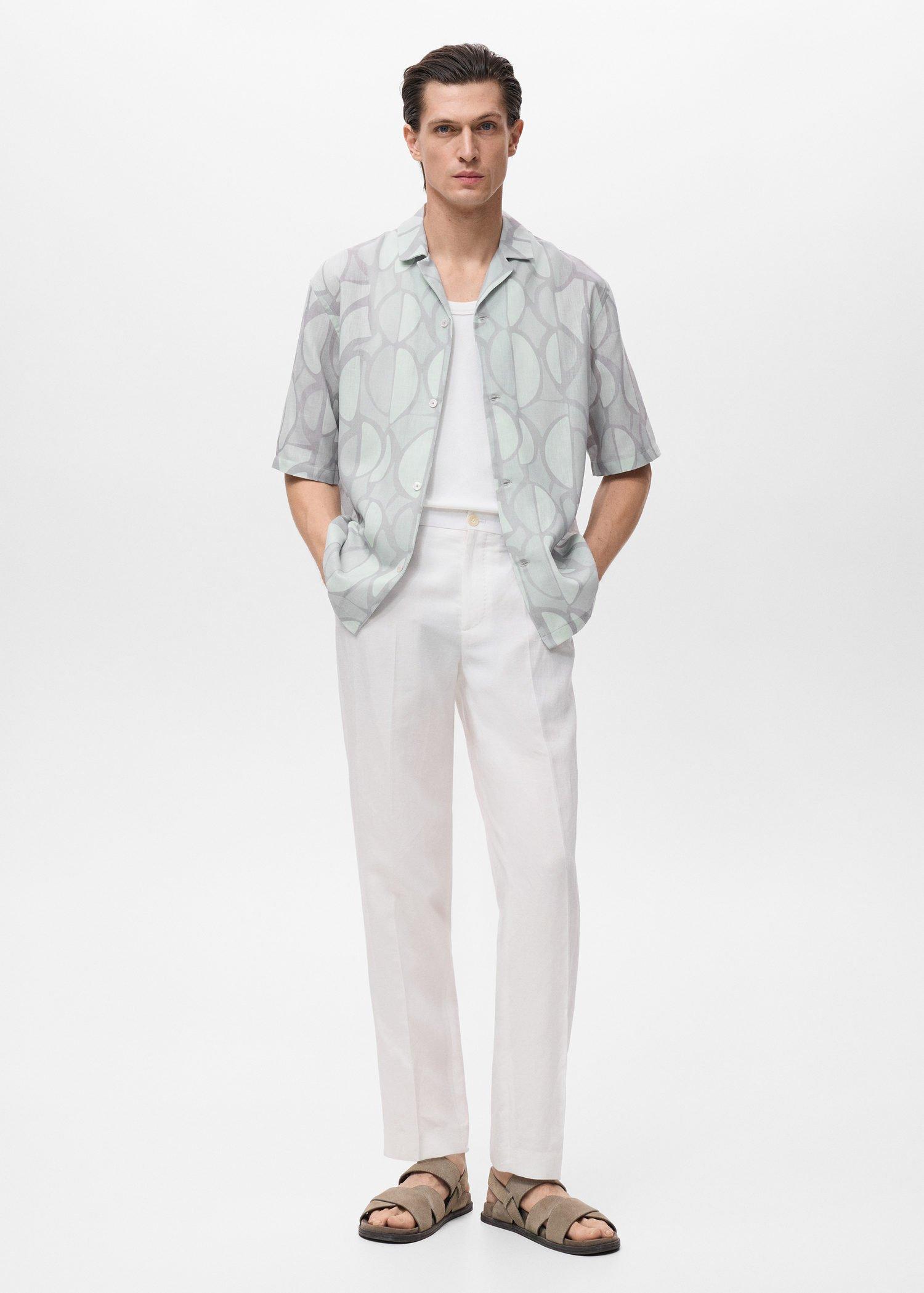 Blue Printed Short-Sleeved Shirt, Light-Pastel Blue, large image number 7