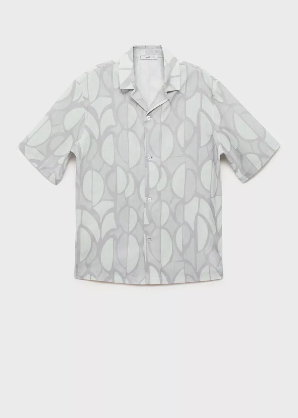 Blue Printed Short-Sleeved Shirt, Light-Pastel Blue, large image number 8