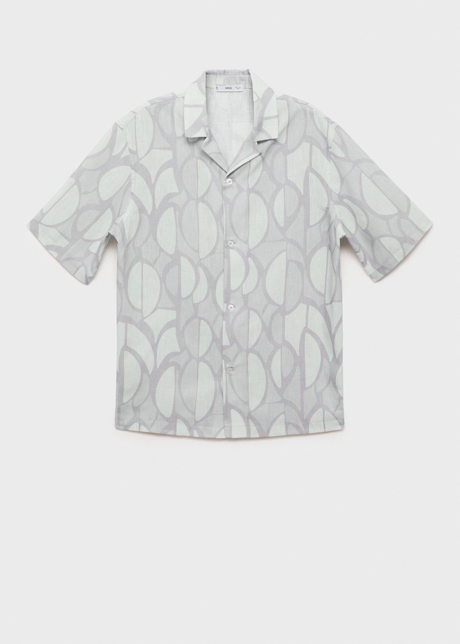 Blue Printed Short-Sleeved Shirt, Light-Pastel Blue, large image number 13