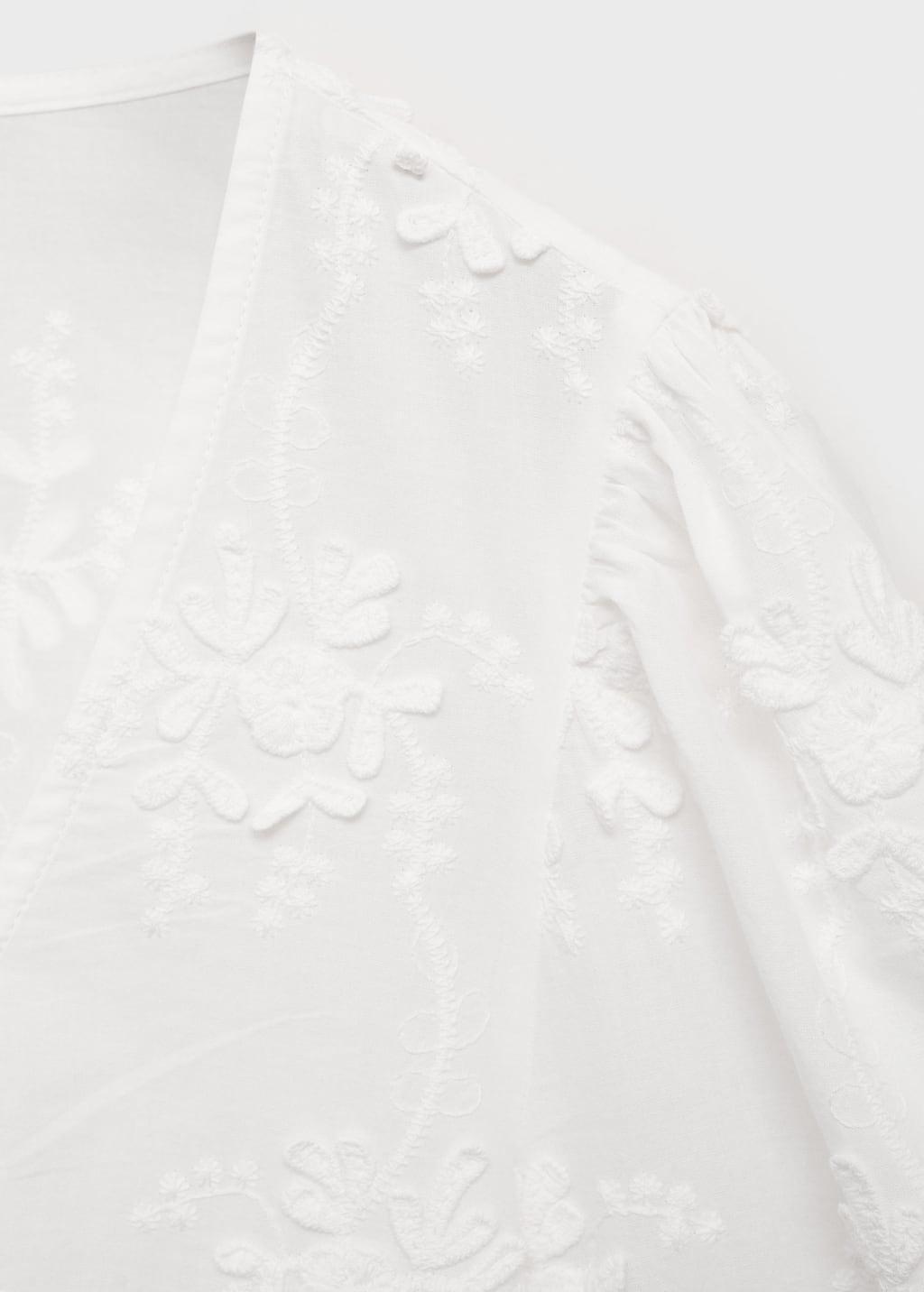 NATURAL WHITE Cotton embroidered blouse, , large image number 4