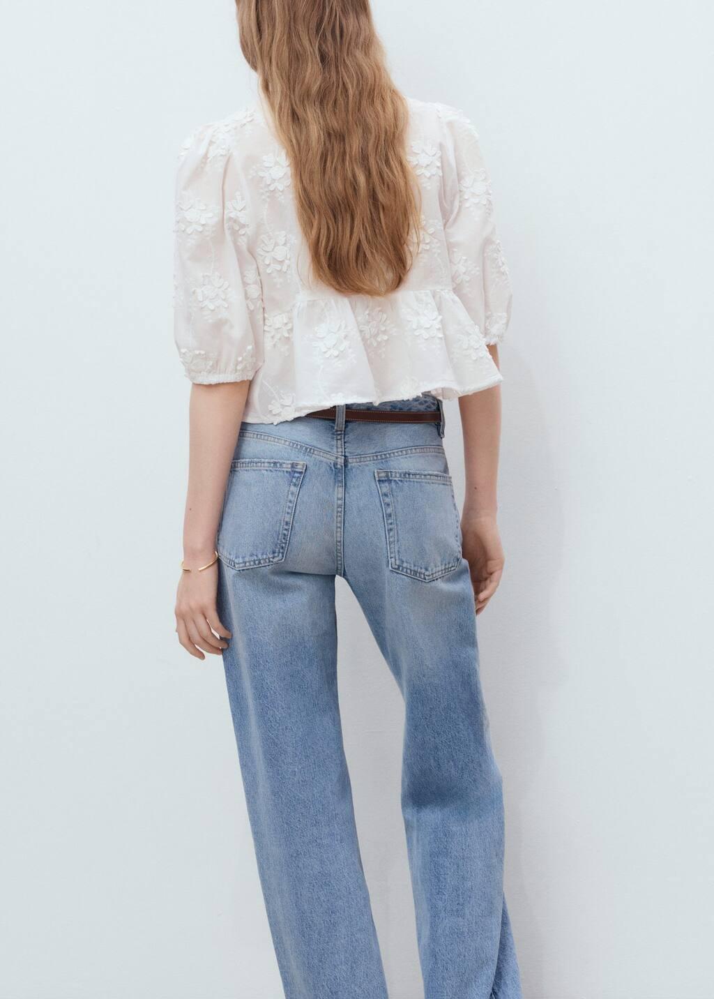 NATURAL WHITE Cotton embroidered blouse, , large image number 5