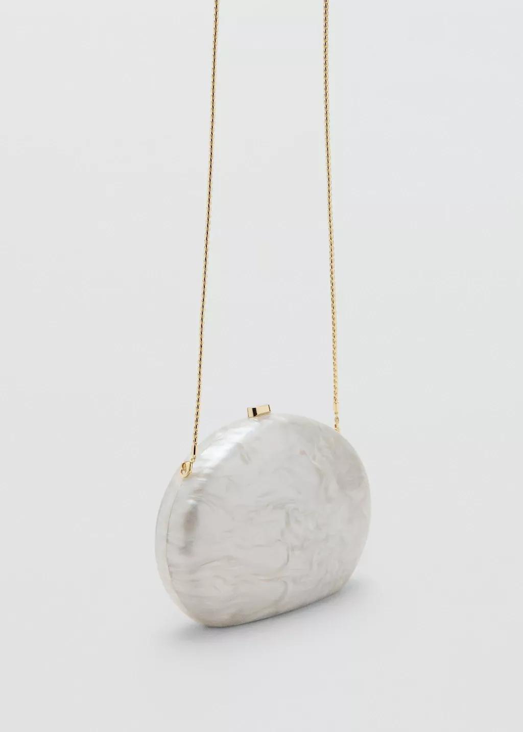 Beige Oval clutch bag, Light Beige, large image number 3