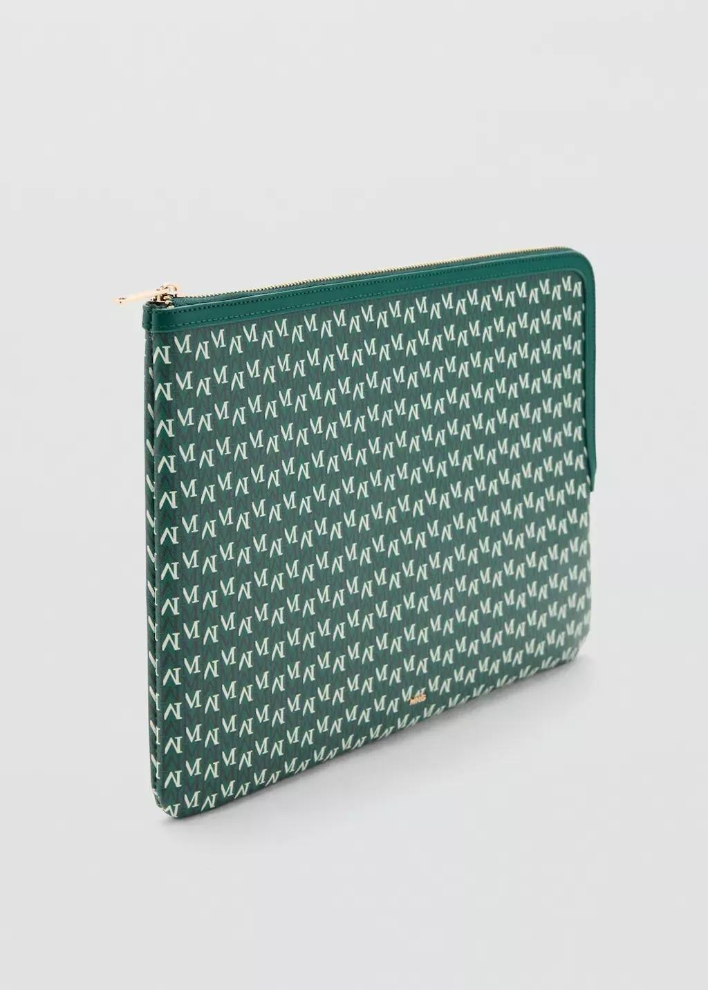 Green Laptop Case With Printed Logo, Green, medium