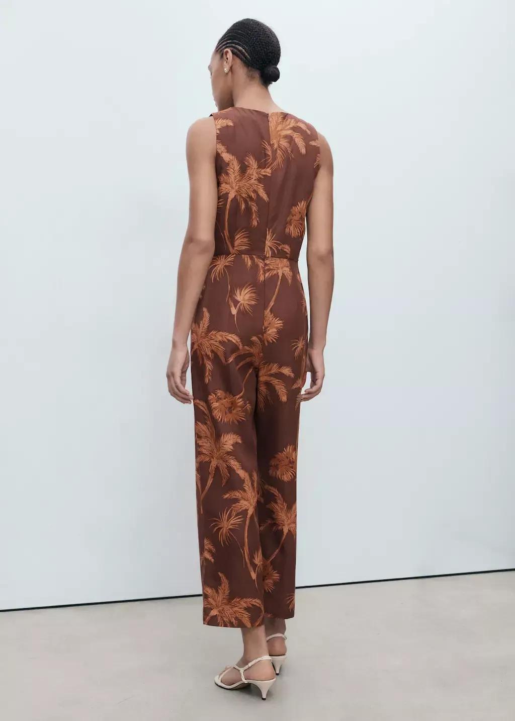Brown Lyocell Jumpsuit With Cut-Out And Knot Detail, Brown, large image number 8