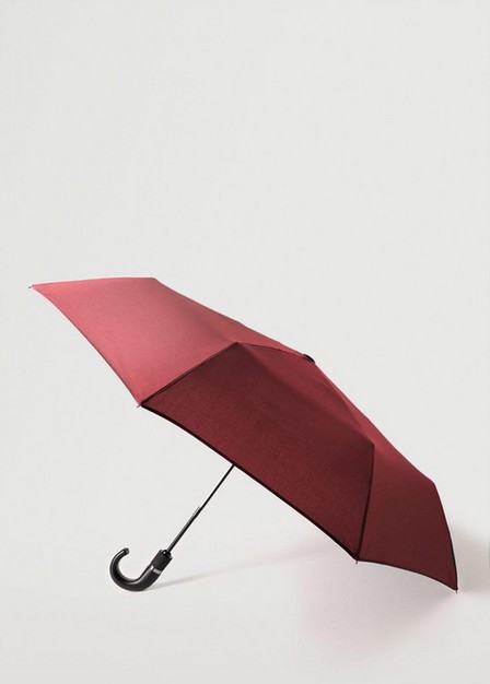 Mango - Dark Red Plain Folding Umbrella, Men