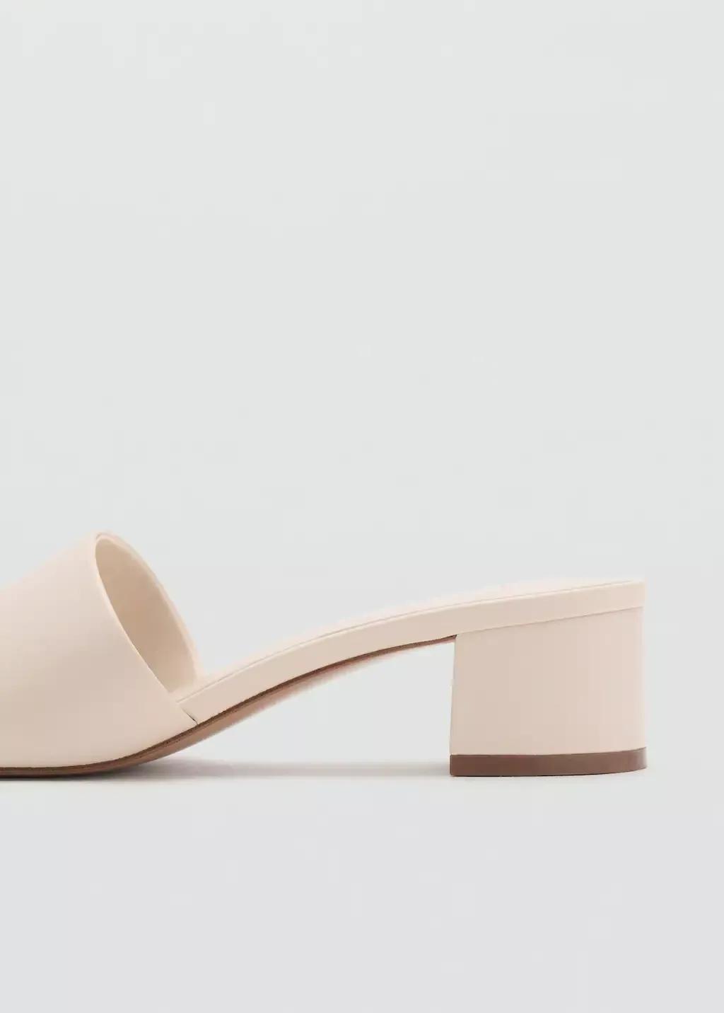 Cream Block-Heel Sandals With Strap, , large image number 1