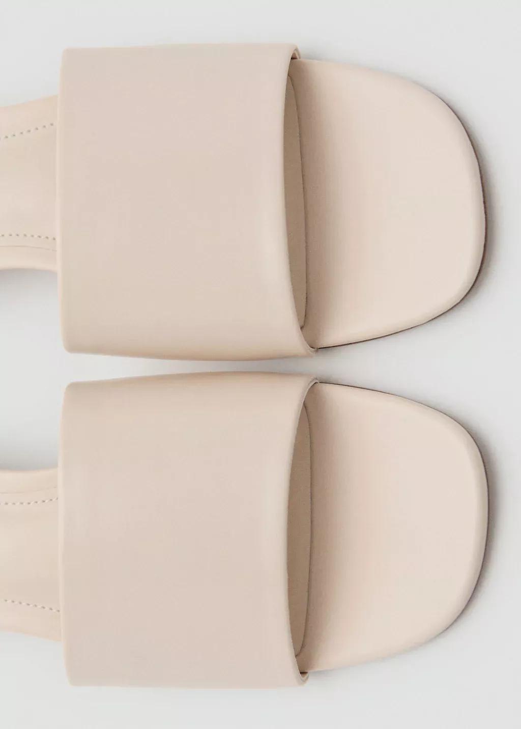 Cream Block-Heel Sandals With Strap, , large image number 2