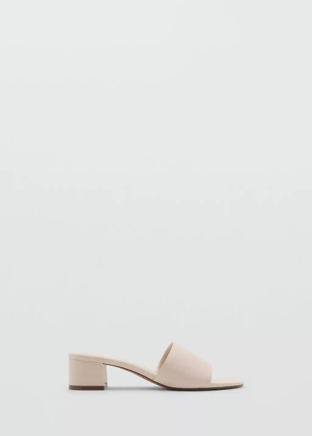 Cream Block-Heel Sandals With Strap, , large image number 3