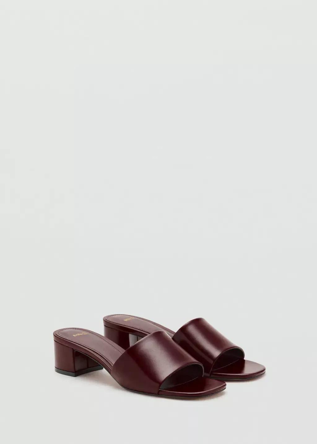Burgundy Block-Heel Sandals With Strap, , large image number 1