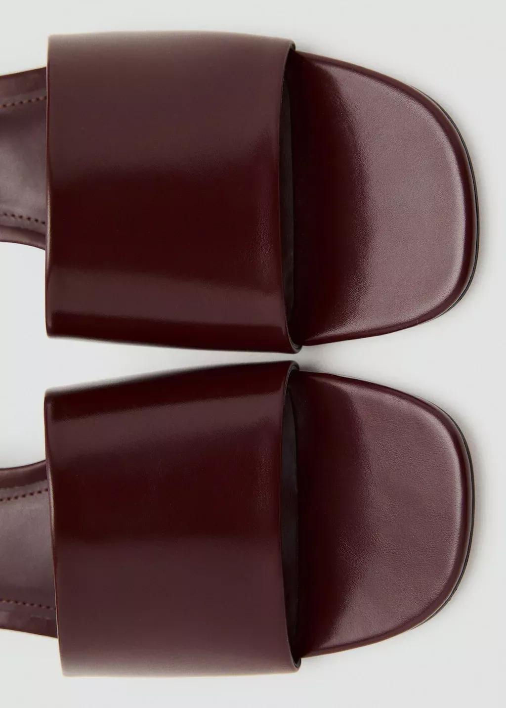 Burgundy Block-Heel Sandals With Strap, , large image number 2