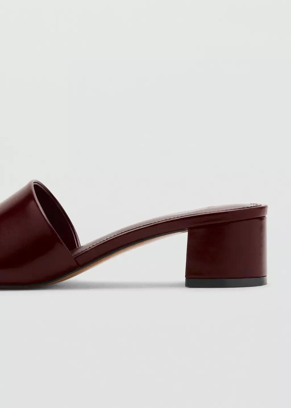 Burgundy Block-Heel Sandals With Strap, , large image number 3