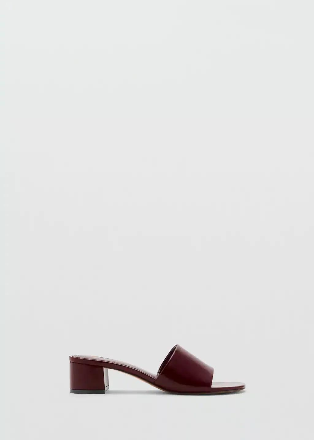 Burgundy Block-Heel Sandals With Strap, , large image number 4