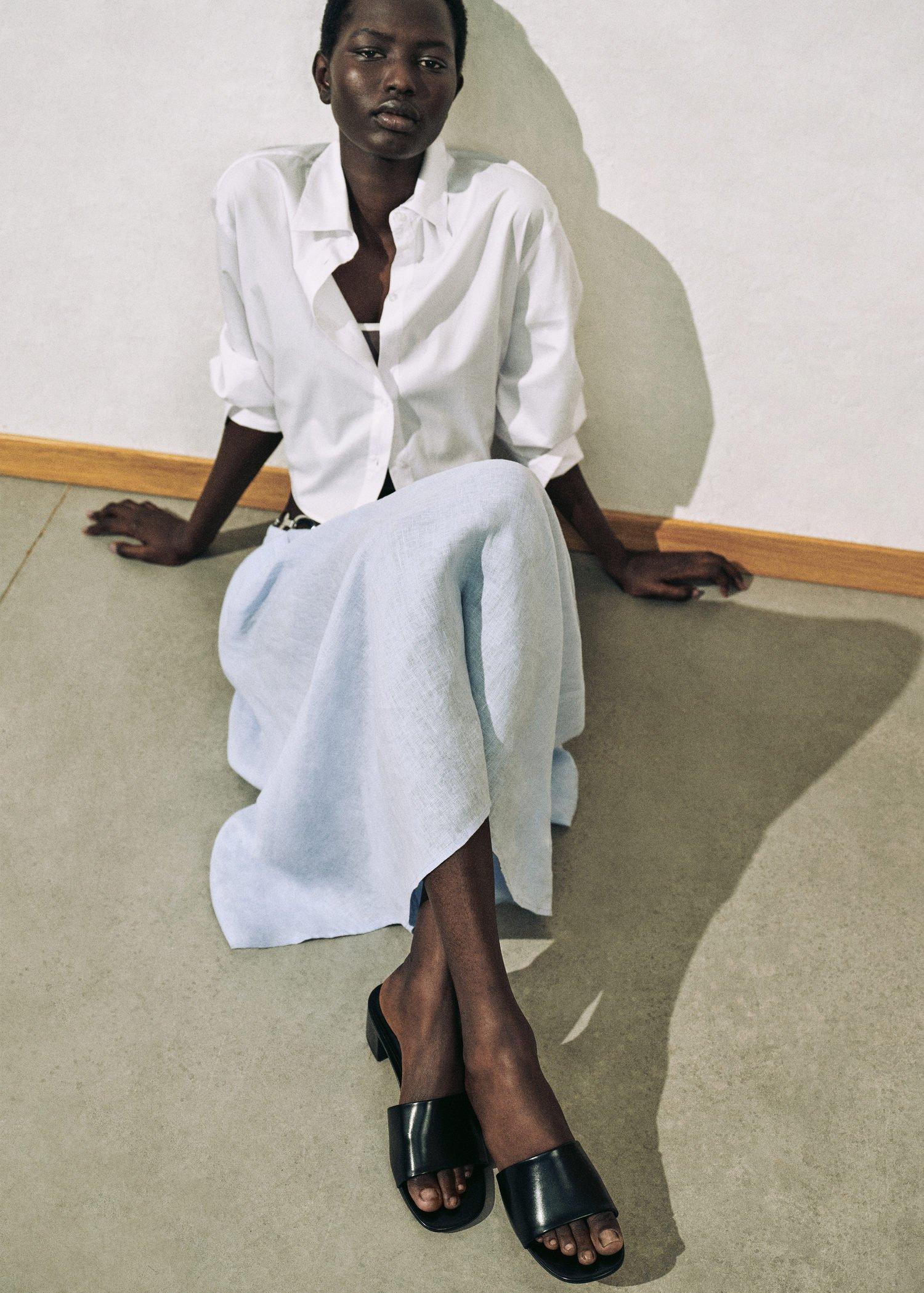 Black Block-Heel Sandals With Strap, Black, large image number 0