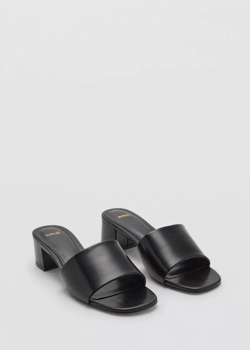 Black Block-Heel Sandals With Strap, , large image number 1