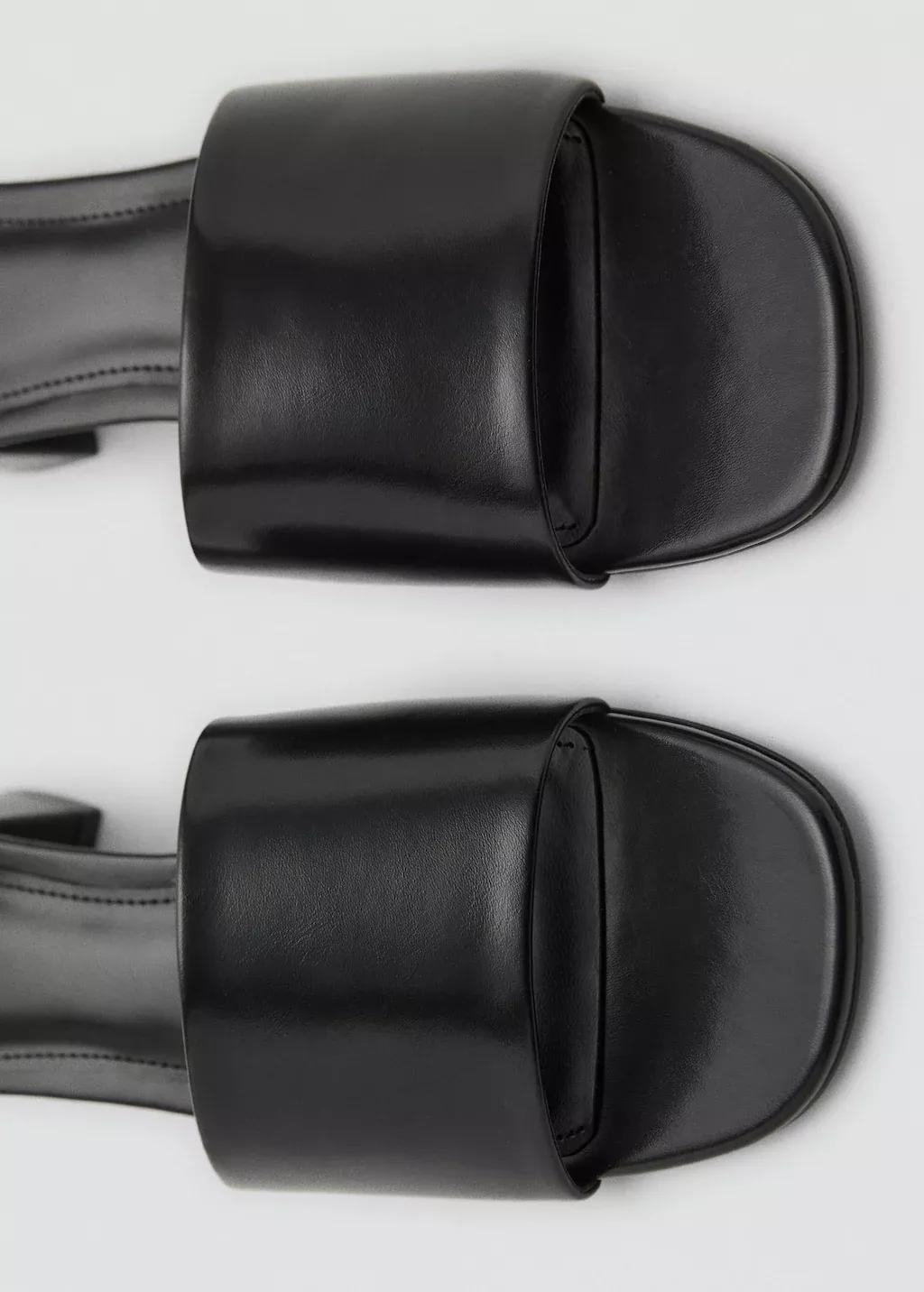 Black Block-Heel Sandals With Strap, Black, large image number 2