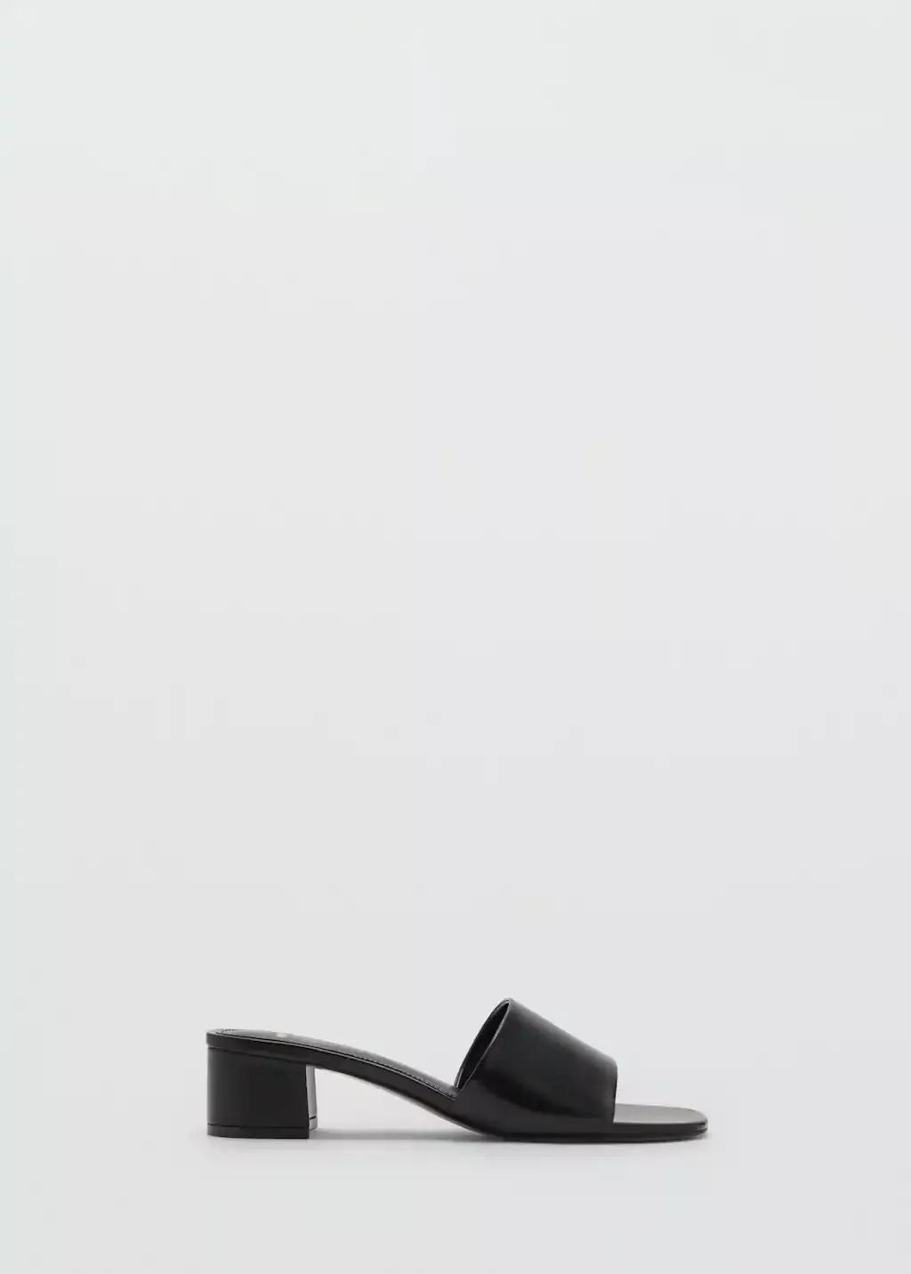 Black Block-Heel Sandals With Strap, , large image number 4