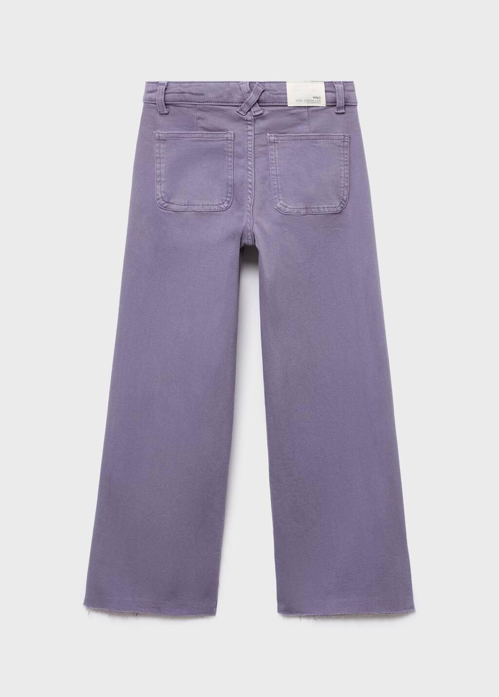 Purple Wideleg Low Frayed Hem Jeans, Medium Purple, large image number 3