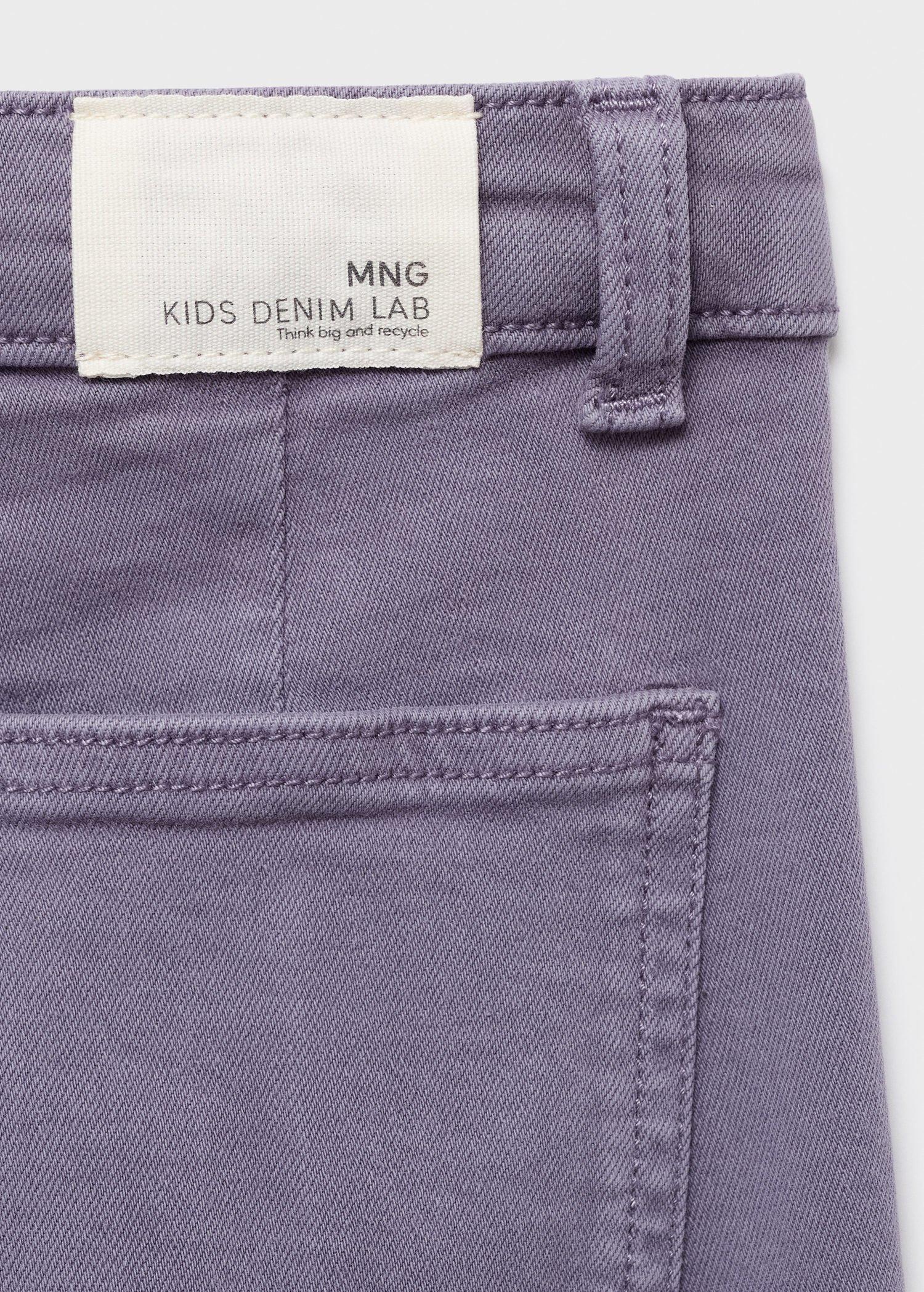 Purple Wideleg Low Frayed Hem Jeans, Medium Purple, large image number 4