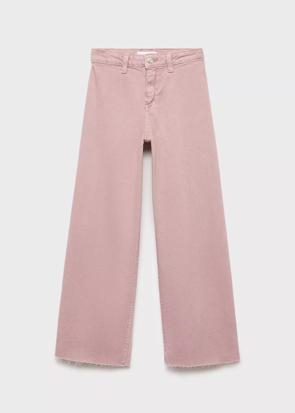 PINK Wideleg low frayed hem jeans, Kids Girl, , large image number 0