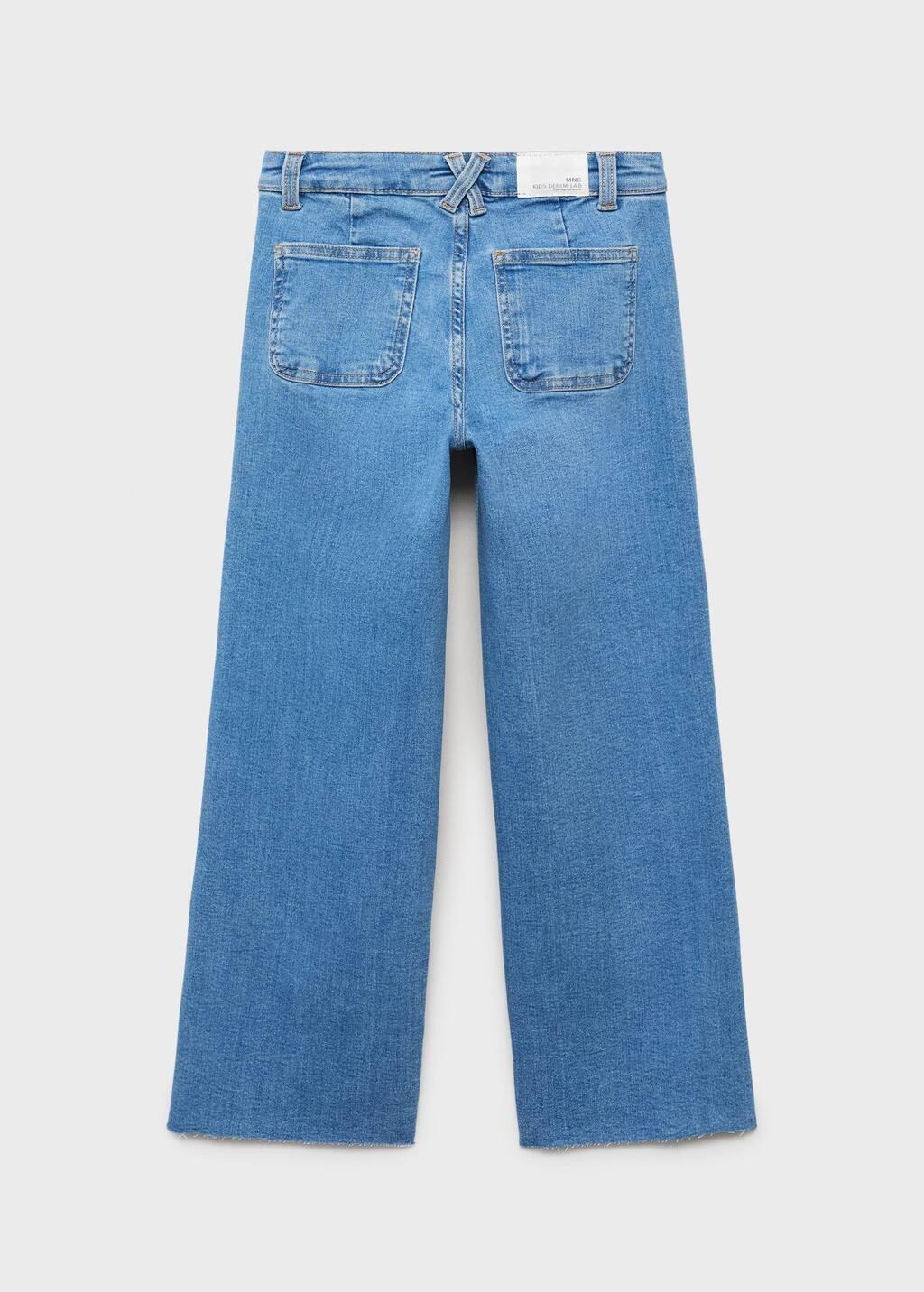 Blue Wideleg Low Frayed Hem Jeans, , large image number 3