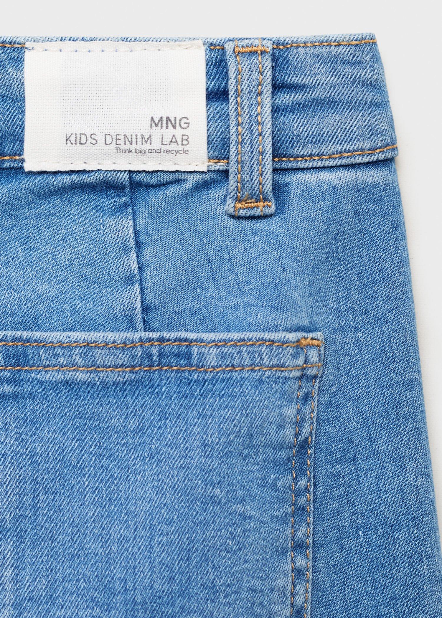 Blue Wideleg Low Frayed Hem Jeans, , large image number 5