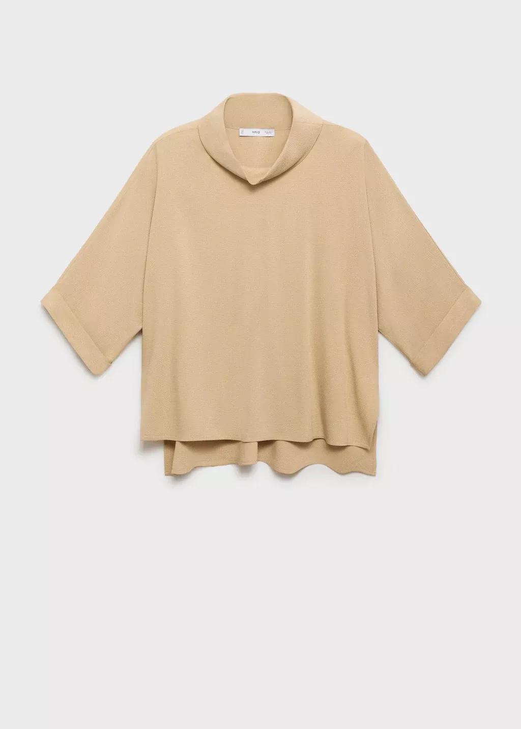 Beige Oversized Flowing Blouse, Light Beige, large image number 0