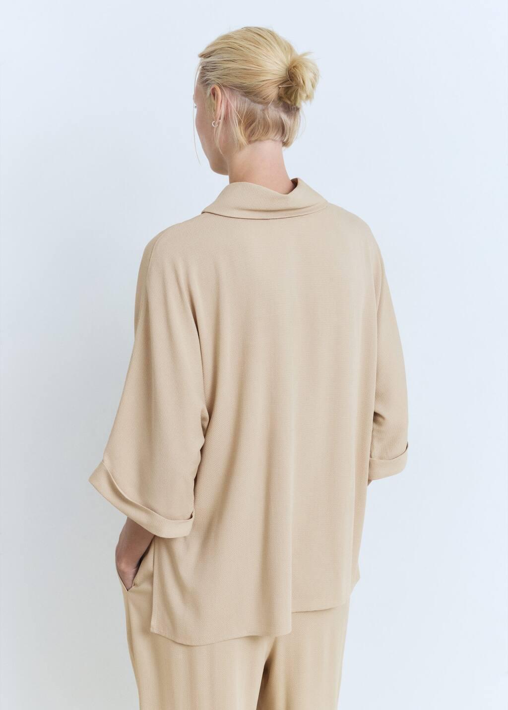 Beige Oversized Flowing Blouse, Light Beige, large image number 5