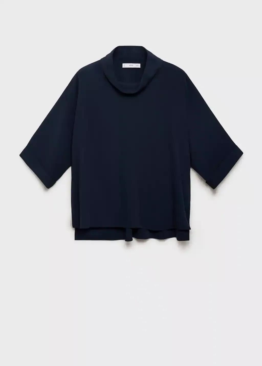 Navy Oversized Flowing Blouse, Navy, large image number 0