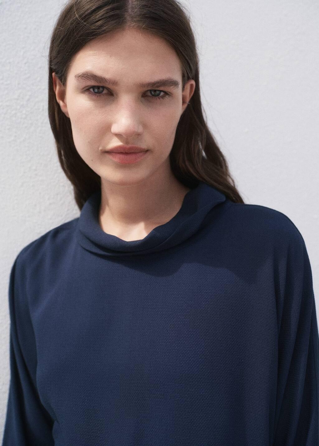 Navy Oversized Flowing Blouse, Navy, large image number 2